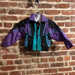 VTG 90s kids windbreaker jacket purple teal vintage wind suit boys size 4